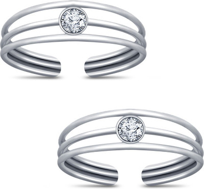 

Vorra Fashion Three Row Sterling Silver Cubic Zirconia Silver Plated Toe Ring