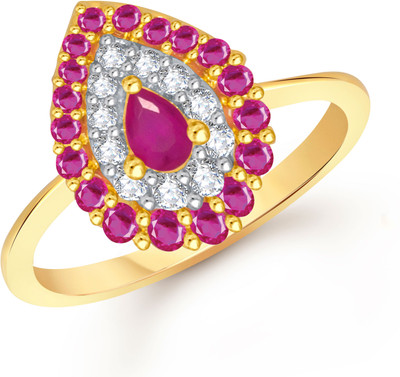 

Meenaz Pretty Drop Ruby WhiiteFR310_14 Alloy Ring, Gold