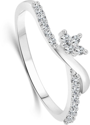 VIGHNAHARTA White Paisley Pattern Alloy Cubic Zirconia Rhodium Plated Ring