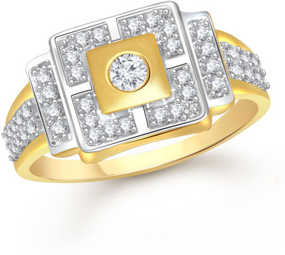 

Meenaz Designer Standerd Sqaure Shape Alloy Cubic Zirconia Ring, Gold