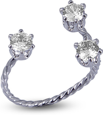 

Fasherati Three Solitaire Twisted Alloy Crystal Ring, Silver