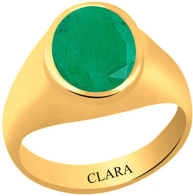 

Clara Emerald Panna 3 carat or 3.25ratti Panchdhatu Silver Emerald Yellow Gold Plated Ring