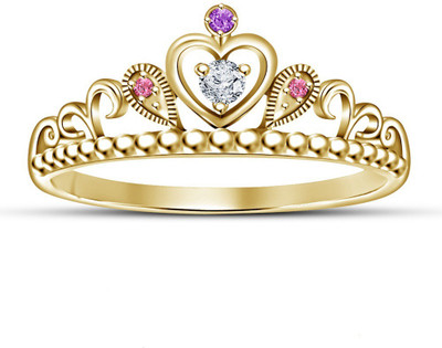 

Vorra Fashion Beautiful Princess Crown Design Sterling Silver Cubic Zirconia Gold-plated Plated Ring, White