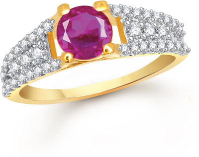 

Meenaz Designer Ruby & White Stone Alloy Cubic Zirconia Ring, Gold