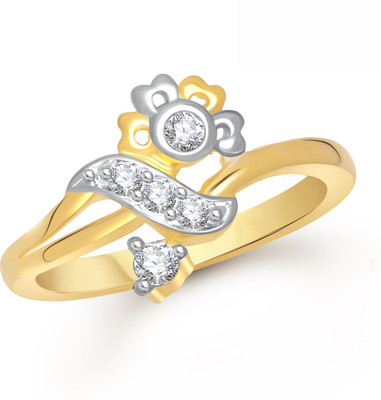 

Meenaz Exclusive Flower Shape Gold & Rhodium Alloy Cubic Zirconia Ring