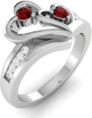 

Ciemme Gemstone Collection Red Ruby Double Heart Promise Silver Ruby Gold-plated Plated Ring, White