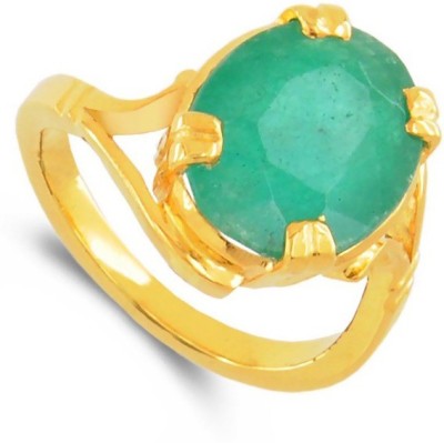 SMS Retail 8.25 Ratti Stone Emerald Gold Plated Ring