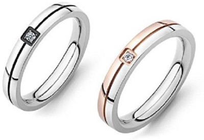 GirlZ! Alloy Cubic Zirconia Sterling Silver Plated Ring Set