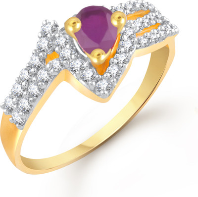 VIGHNAHARTA Forever Ruby Brass Cubic Zirconia Gold Plated Ring