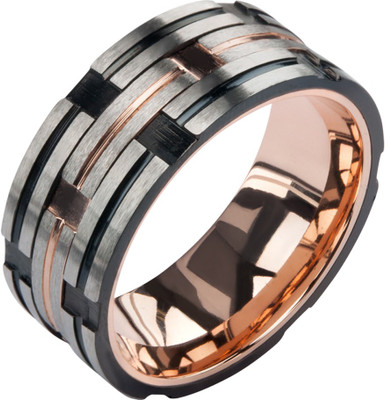 

Inox Jewelry Modern Block Band Pattern Stainless Steel Ring, Black;silver;copper