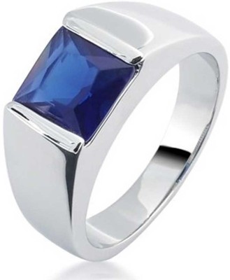 SMS Retail 6.25 Ratti Stone Sapphire Silver Plated Ring