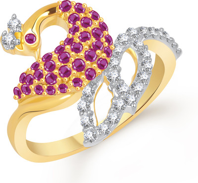 VK Jewels Dazzling Mayur Shaped for Women and Girls Alloy Cubic Zirconia Gold Plated Ring