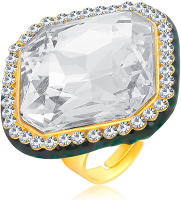 

Sukkhi Intricately Designer Traditional Cocktail Gold Plated American Diamond Alloy Gold-plated Plated Ring