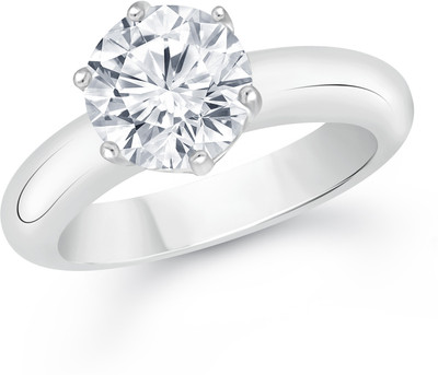 

VK Jewels Solitaire Alloy Cubic Zirconia Rhodium Plated Ring, Silver