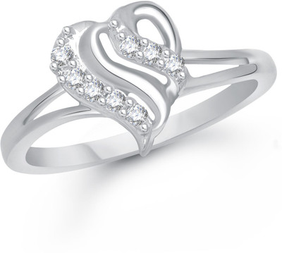

Meenaz Designer Heart Shape Rhodium Alloy Cubic Zirconia Ring, White