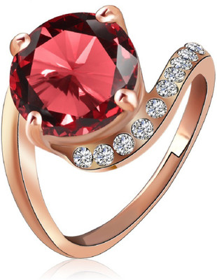 

Aaishwarya Hot Red Swirly Alloy Cubic Zirconia Rose Gold Plated Ring, Multicolor