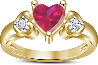 54% OFF on Kirati Heart Design Sterling Silver Yellow Gold Plated Ring