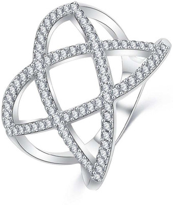 

Jewels Galaxy Luxuria Alloy Cubic Zirconia Platinum Plated Ring, Silver