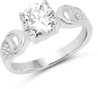 Johareez White Cubic Zirconia .925 Sterling Silver Solitaire Ring Sterling Silver Cubic Zirconia Rhodium Plated Ring