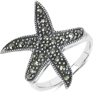 

Johareez 3.40 Grams Marcasite .925 Sterling Silver Ring Silver Sterling Silver Plated Ring, Green