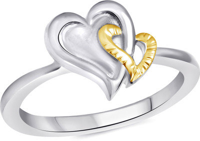 

Vighnaharta Twin Heart Alloy Gold-plated Plated Ring, Silver