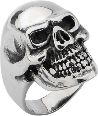 

Inox Jewelry Grinning Skull Stainless Steel Ring, Silver