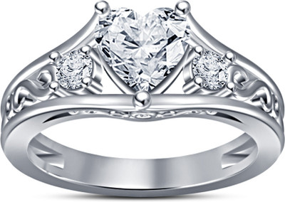 52% OFF on Kirati New & CHARM Heart Shape For Valentine Gift For Love Sterling Silver Cubic Zirconia Platinum Plated Ring