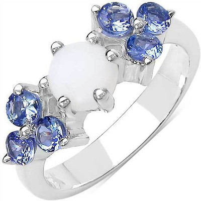 

Johareez 1.10CTW Genuine Opal & Tanzanite .925 Sterling Silver Ring Silver Opal Sterling Silver Plated Ring, White