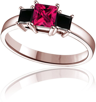

Anopchand Tilokchand Jewellers Three Stone Sterling Silver Sapphire, Cubic Zirconia Gold-plated Plated Ring, Pink