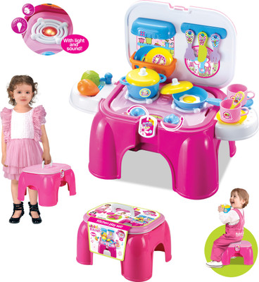 

Toys Bhoomi 2 In 1 Carry-On Kitchen Play Set Chair With Lights & Sounds For Your Little Princess