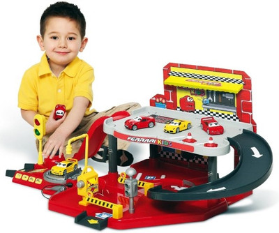 Bburago New Ferrari kids workshop Two-level Play Set with Ramps Movable Gates