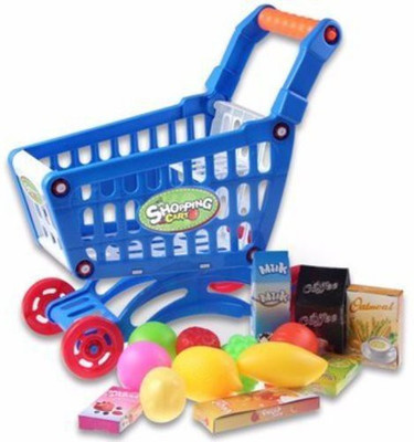

GoMerryKids Mini Shopping Cart With Full Grocery Food Toy Fun Prentend For Kids - Blue