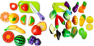 

Srihpe Realistic Sliceable Fruit and Vegetables Cutting Play Toy Set with Velcro - Combo