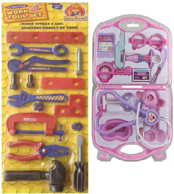

New Pinch Multicolor Work Tool Set with foldable Doctor Set for kids