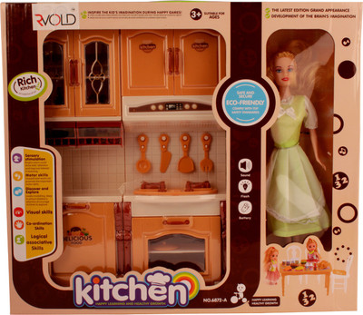 

RVOLD Battery Operated Kitchen Play Set With Play Doll