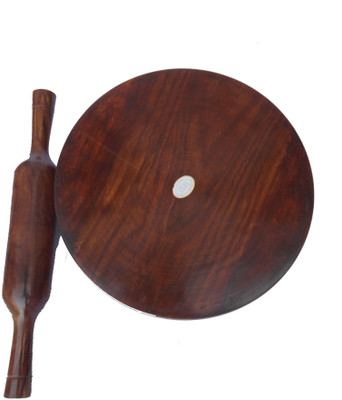 

HANDICRAFT THICH SHEESHAM WOOD MADE DIA-9INCHES Rolling Pin & Board(Pack of 2)