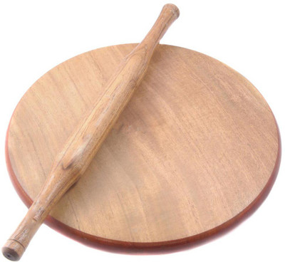 

Woodde Handmade Local Wood Polpat With Belan Rolling Pin & Board(Multicolor, Pack of 2)