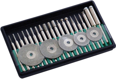 DIY Crafts MICRO DIAMOND BURR CUTTING POLISHING SETS 25Pc Diamond Coated Wheel Burr Set Rotary Bit Set(25 Bits)