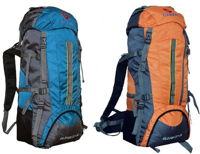 

Gleam 2209 Climate Proof Mountain Campaign/Hiking/Trekking Bag/Backpack 75 ltrs (Sky Blue & Orange ) PACK of 2 with RAIN COVER Rucksack - 75 L(Multicolor)