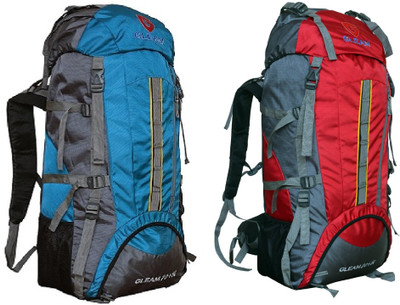 

Gleam 2209 Climate Proof Mountain Campaign/Hiking/Trekking Bag/Backpack 75 ltrs (Sky Blue & Red ) PACK of 2 with RAIN COVER Rucksack - 75 L(Multicolor)