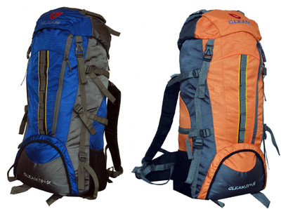 

Gleam 2209 Climate Proof Mountain Campaign/Hiking/Trekking Bag/Backpack 75 ltrs (Royal Blue & Orange ) PACK of 2 with RAIN COVER Rucksack - 75 L(Multicolor)