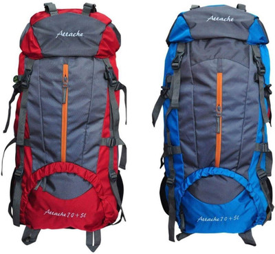 

Attache 1021R Climate Proof Rucksack, Hiking Backpack 75Lts (Red & Blue) Set of 2 With Rain Cover … Rucksack - 75 L(Multicolor)
