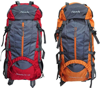 

Attache 1021R Climate Proof Rucksack, Hiking Backpack 75Lts (Red & Orange) Set of 2 With Rain Cover … Rucksack - 75 L(Multicolor)