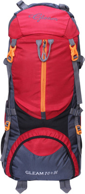 

Gleam 0109 Climate Proof Mountain / Hiking / Trekking / Campaign Bag / Backpack 75 ltrs Red & Grey with Rain Cover Rucksack - 75 L(Multicolor)