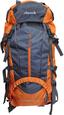 

Attache Climate Proof Rucksack, Hiking Backpack 75Lts Orange & Grey With Rain Cover Rucksack - 75 L(Orange)