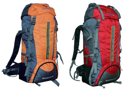 

Gleam 2209 Climate Proof Mountain Campaign/Hiking/Trekking Bag/Backpack 75 ltrs ( Orange & Red ) PACK of 2 with RAIN COVER Rucksack - 75 L(Multicolor)
