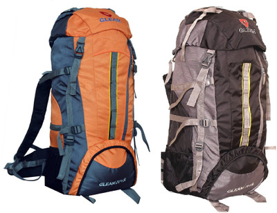 

Gleam 2209 Climate Proof Mountain Campaign/Hiking/Trekking Bag/Backpack 75 ltrs (Orange & Black ) PACK of 2 with RAIN COVER Rucksack - 75 L(Multicolor)