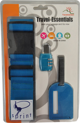 

Sprint Luggage Lock Set with Combination Lock, Luggage Safety Strap and Address Tag Luggage Tag, Luggage Strap, Safety Lock(Blue)