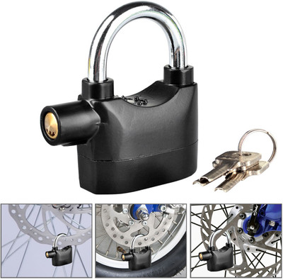 Dealcrox Direct Ration Deal about Anti Theft Burglar Pad Lock Alarm Security Siren Home Office Bike Bicycle Shop Luggage Strap, Safety Lock(Black) available at flipkart for Rs.365