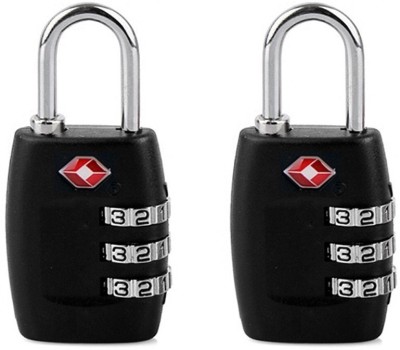 DOCOSS Set Of 2-USA TSA Approved 3 Digit Bag luggage Number locks For International Travelling Random Color Combination Lock(Black)